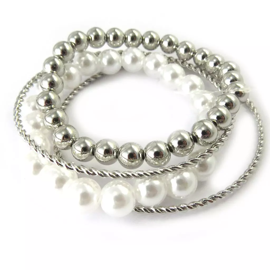 les trésors de lily Bracelet Créateur 'Sissi' blanc argenté [M6295]