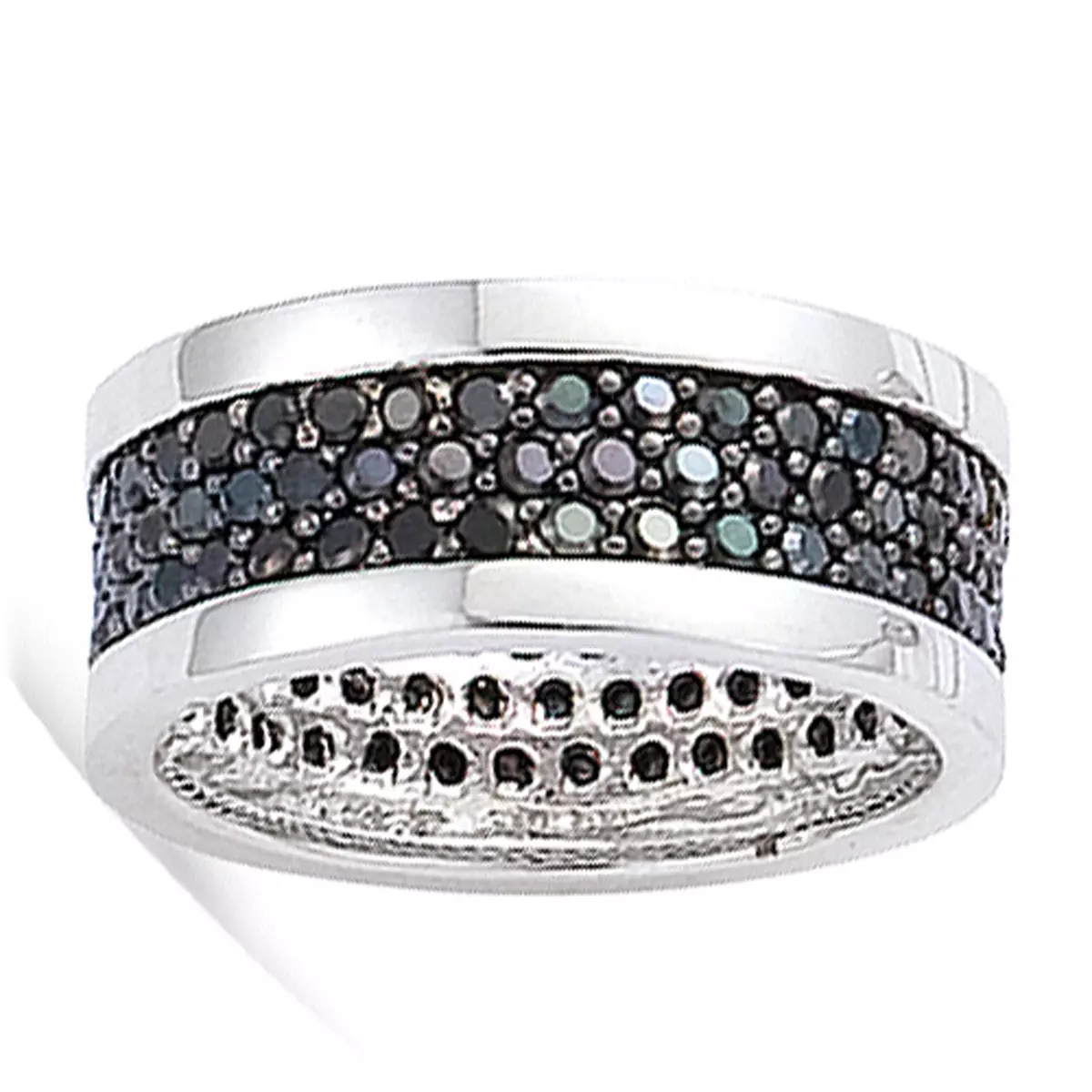 les trésors de lily Alliance Argent 'Romy' Noir argenté (rhodié) 8 mm [I9855]