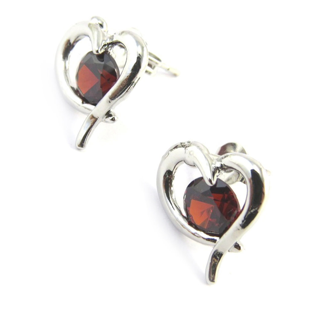 Boucles Créateur \'Love\' rouge argenté - [M6459]