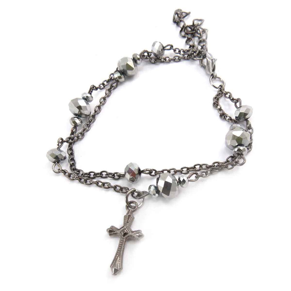 Bracelet créateur \'Croix Mystique\' gris - [J8006]