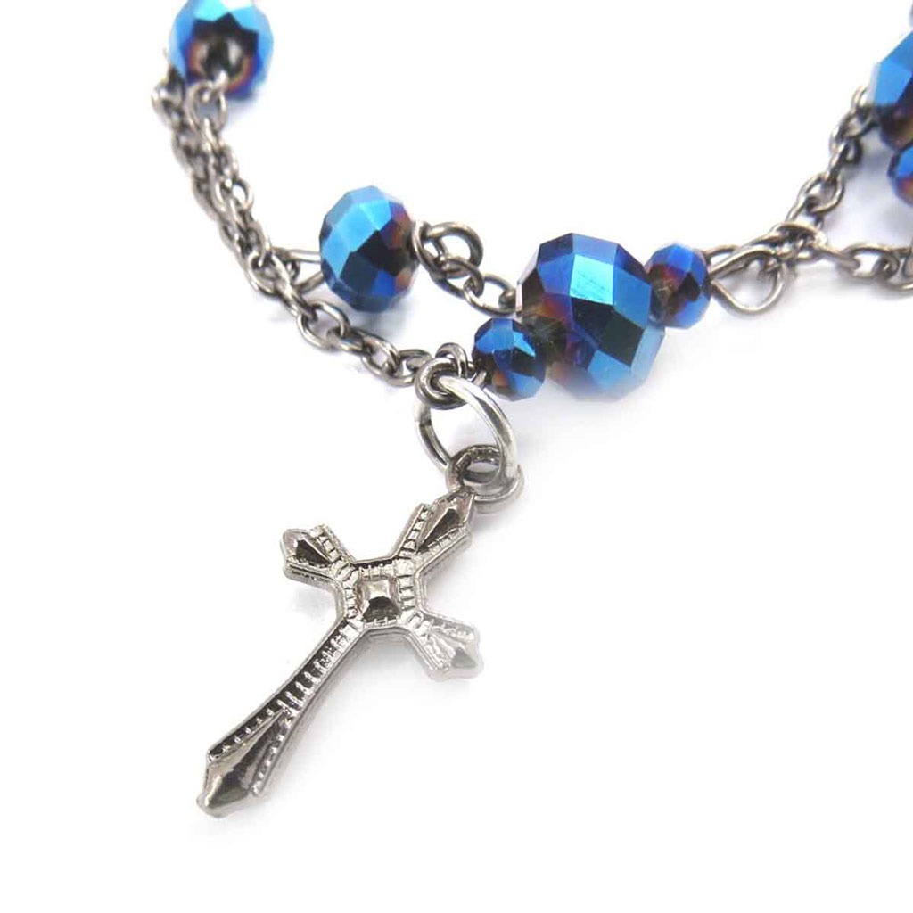Bracelet créateur \'Croix Mystique\' bleu - [J8007]