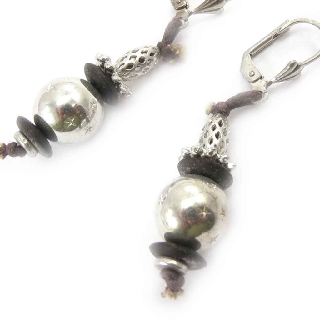 Boucles Créateur \'Kilimanjaro\' marron argenté - [J8012]