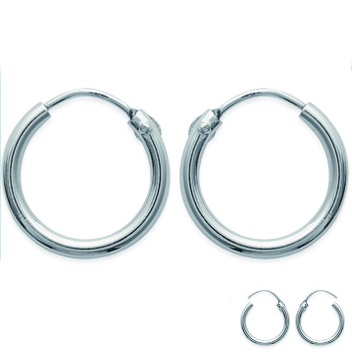 Créoles Argent \'Simplicité\' 14 cm - [I9914]