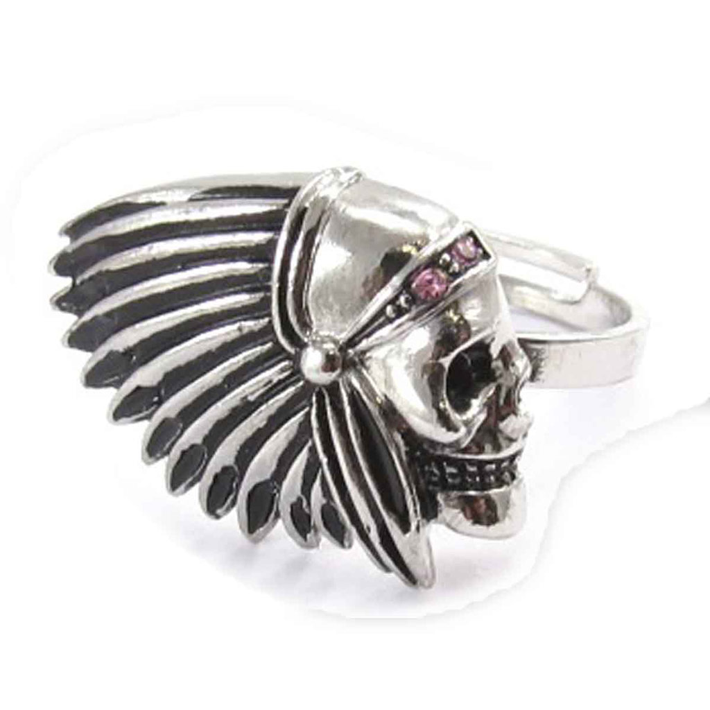 Bague \'Sioux\' rose argenté - [J8059]