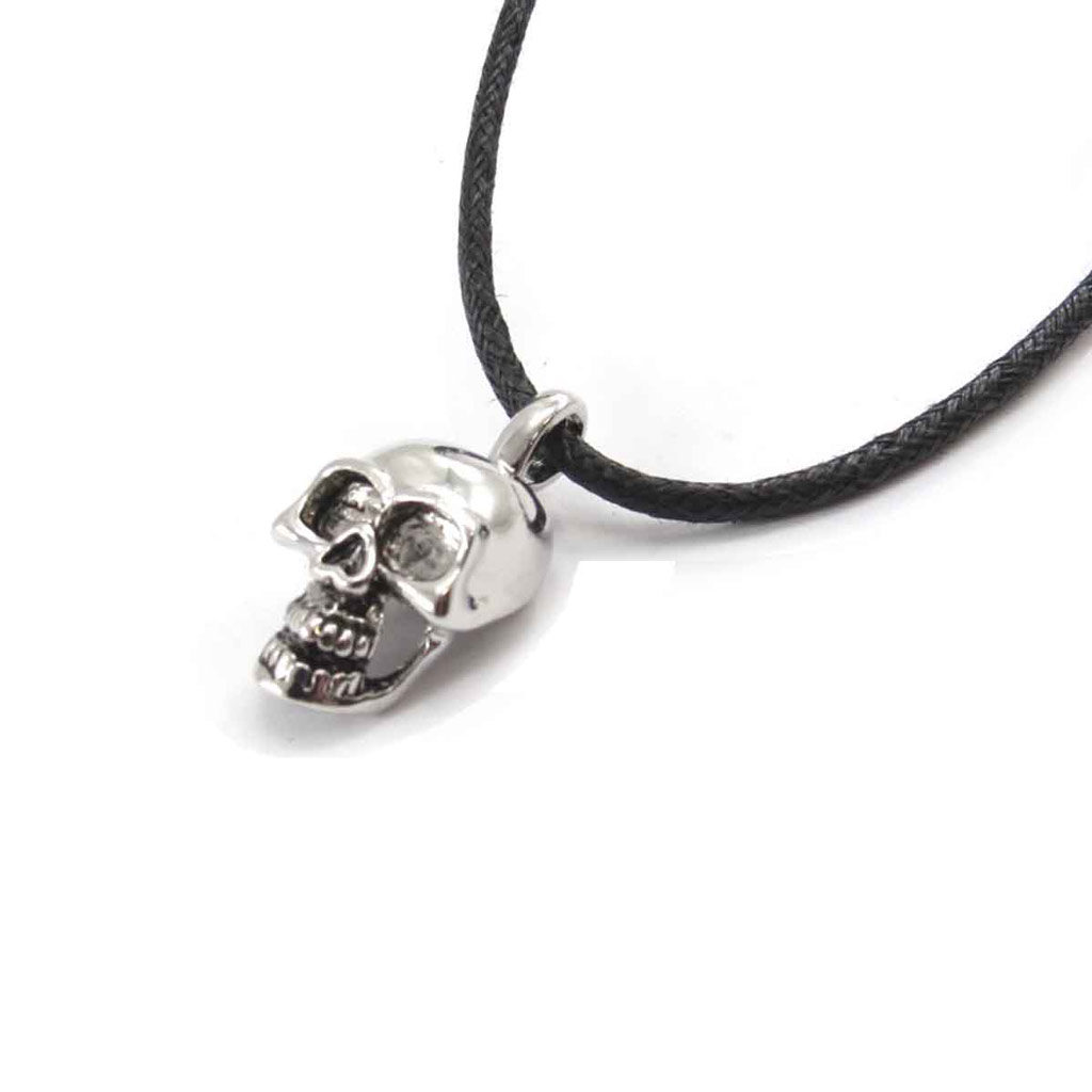 Collier créateur \'Tête de Mort\' argenté vieilli - [J8066]