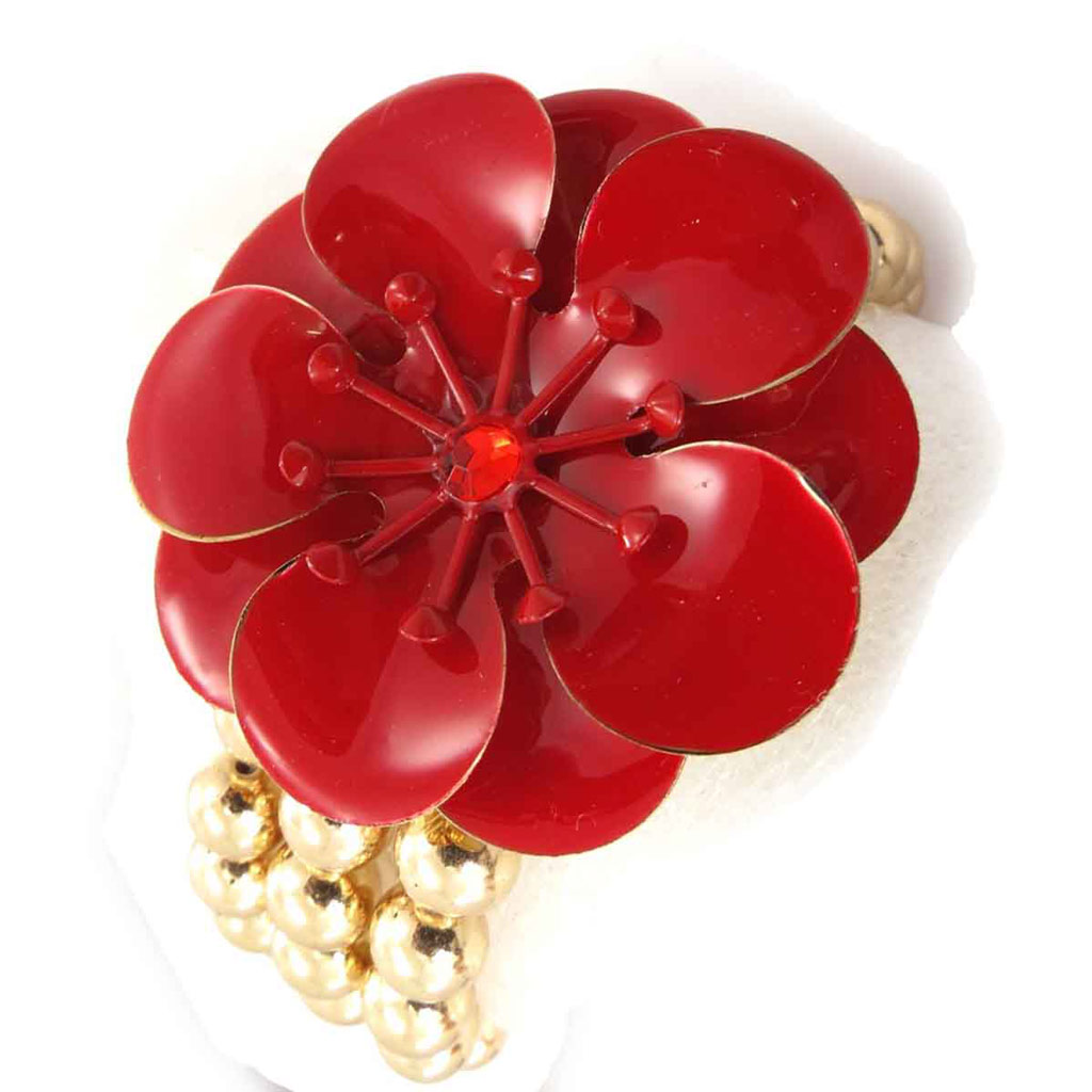 Bracelet Créateur \'Flora\' rouge doré - [J8187]