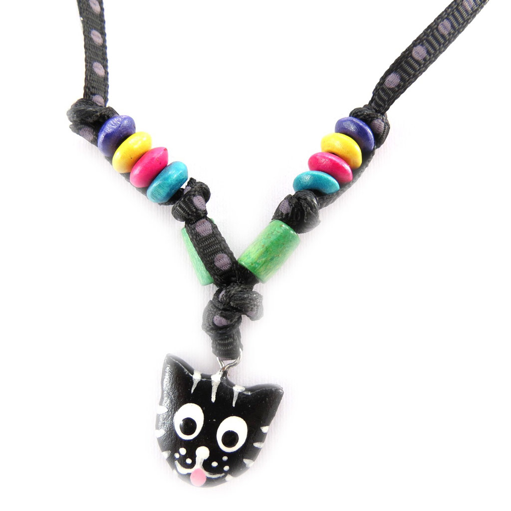 Collier créateur \'Chats\' noir - [J8205]