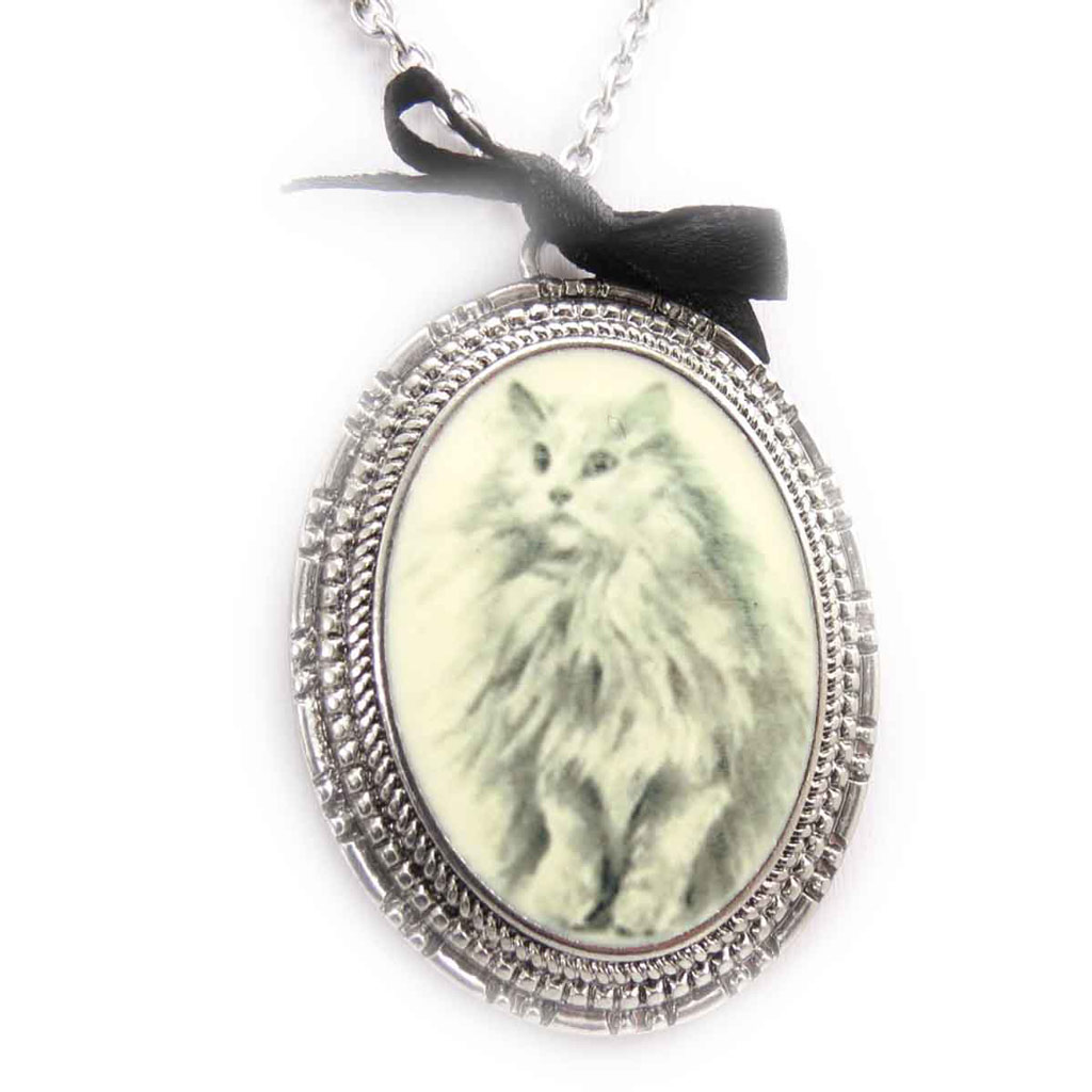 Collier créateur \'Scarlett\' chat gris  - [J8504]