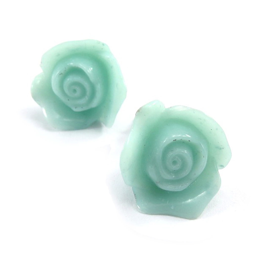 Boucles créateur \'Rosa Romantica\' vert d\'eau - [J8581]