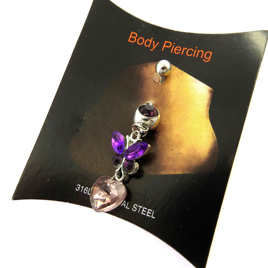 Body Piercing \'Love\' papillon violet - [M7539]