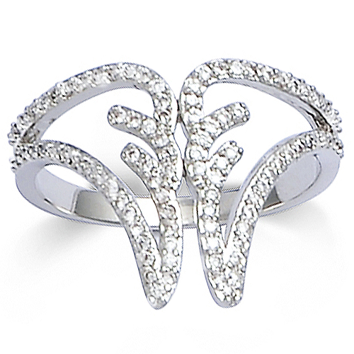 Bague Argent \'Les Ailes d\'Ange\' blanc argenté (rhodié) - 13 mm - [K9557]