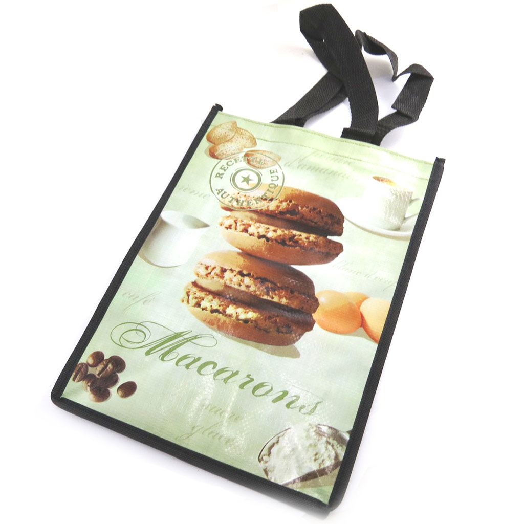 Sac Shopping rétro \'Macarons\' beige marron (35x25x19 cm) - [M9889]