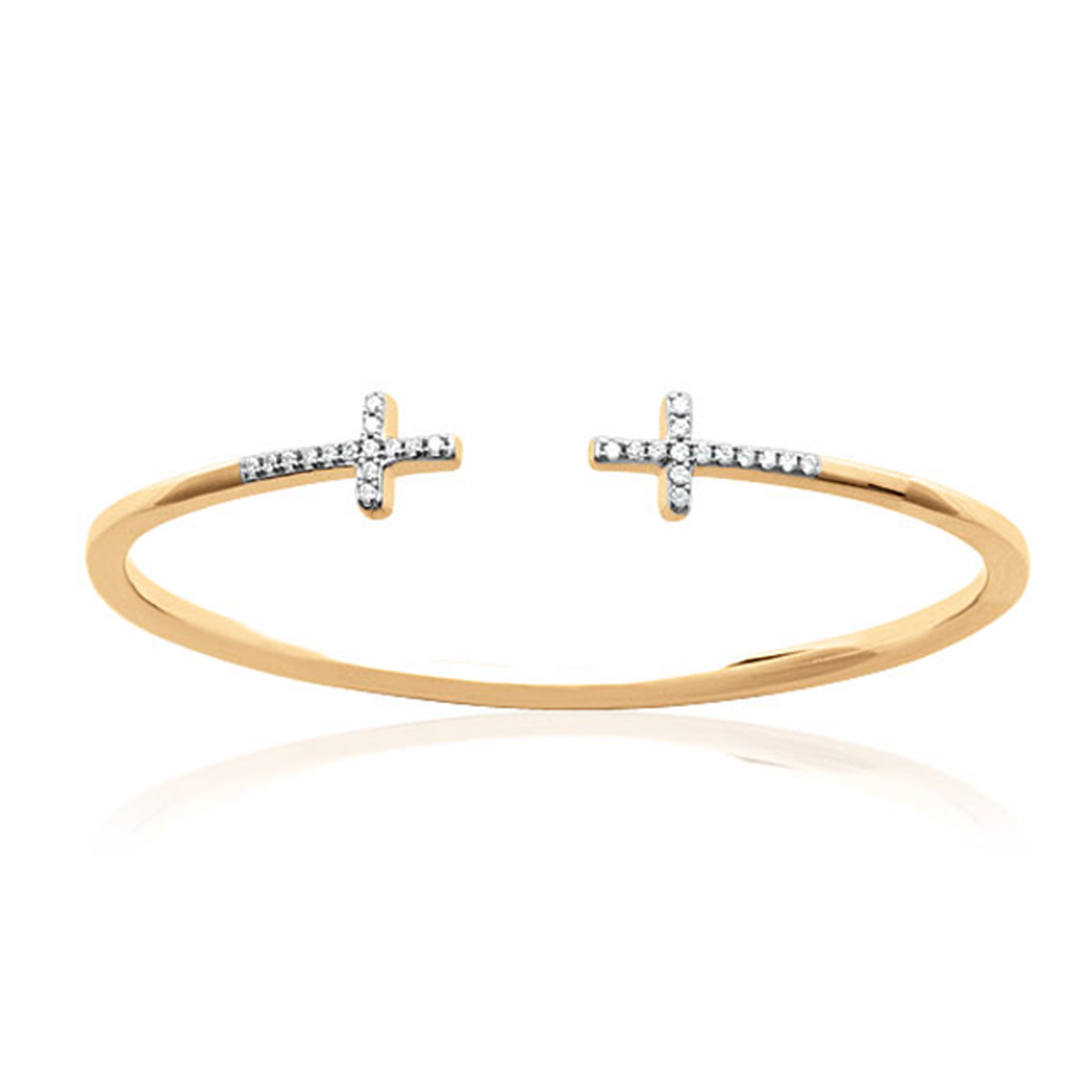 Bracelet plaqué or ouvert \'Croix\' blanc doré - 12x6 mm - [M9981]