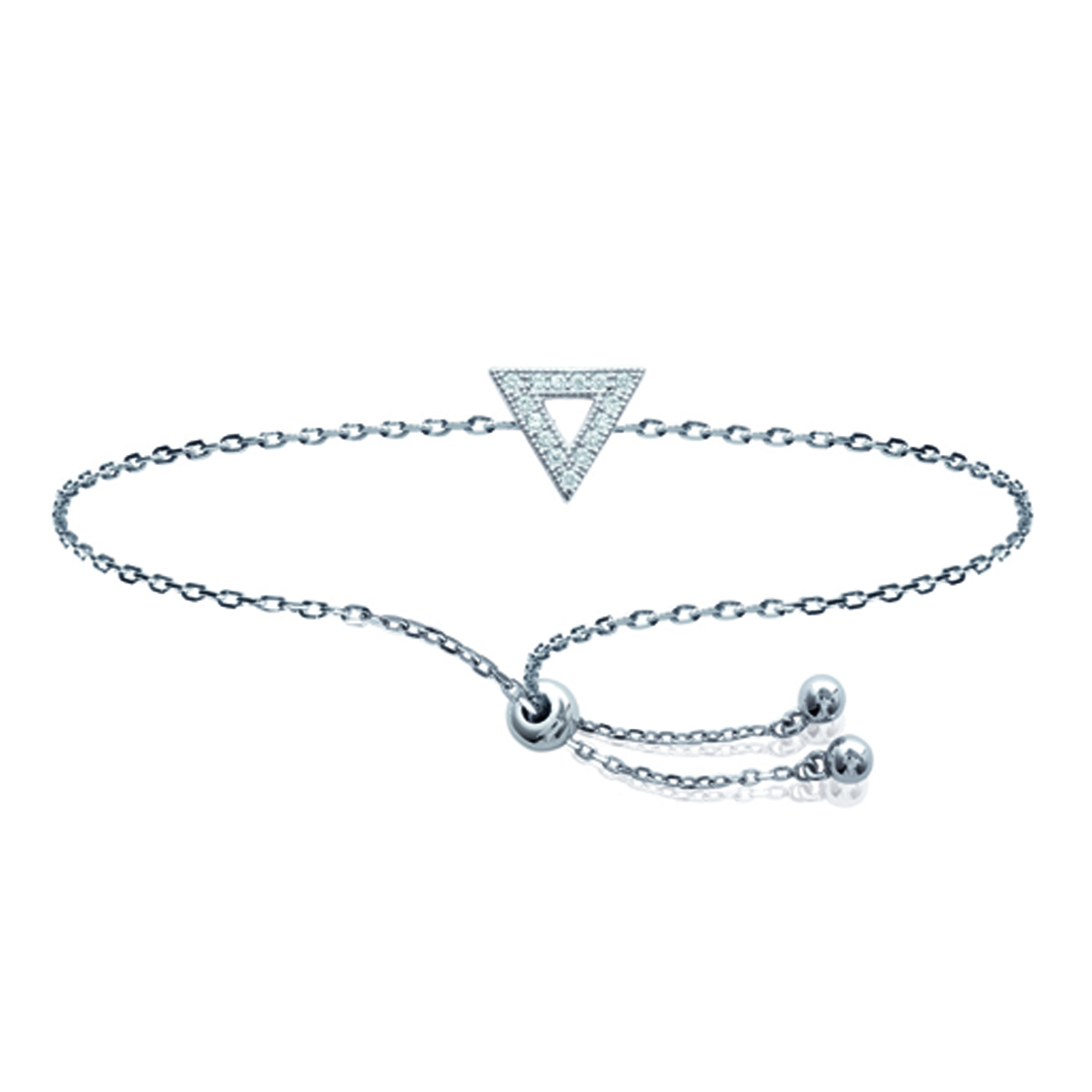 Bracelet Argent \'Triangle\' blanc (rhodié) - 10x8 mm - [M9986]