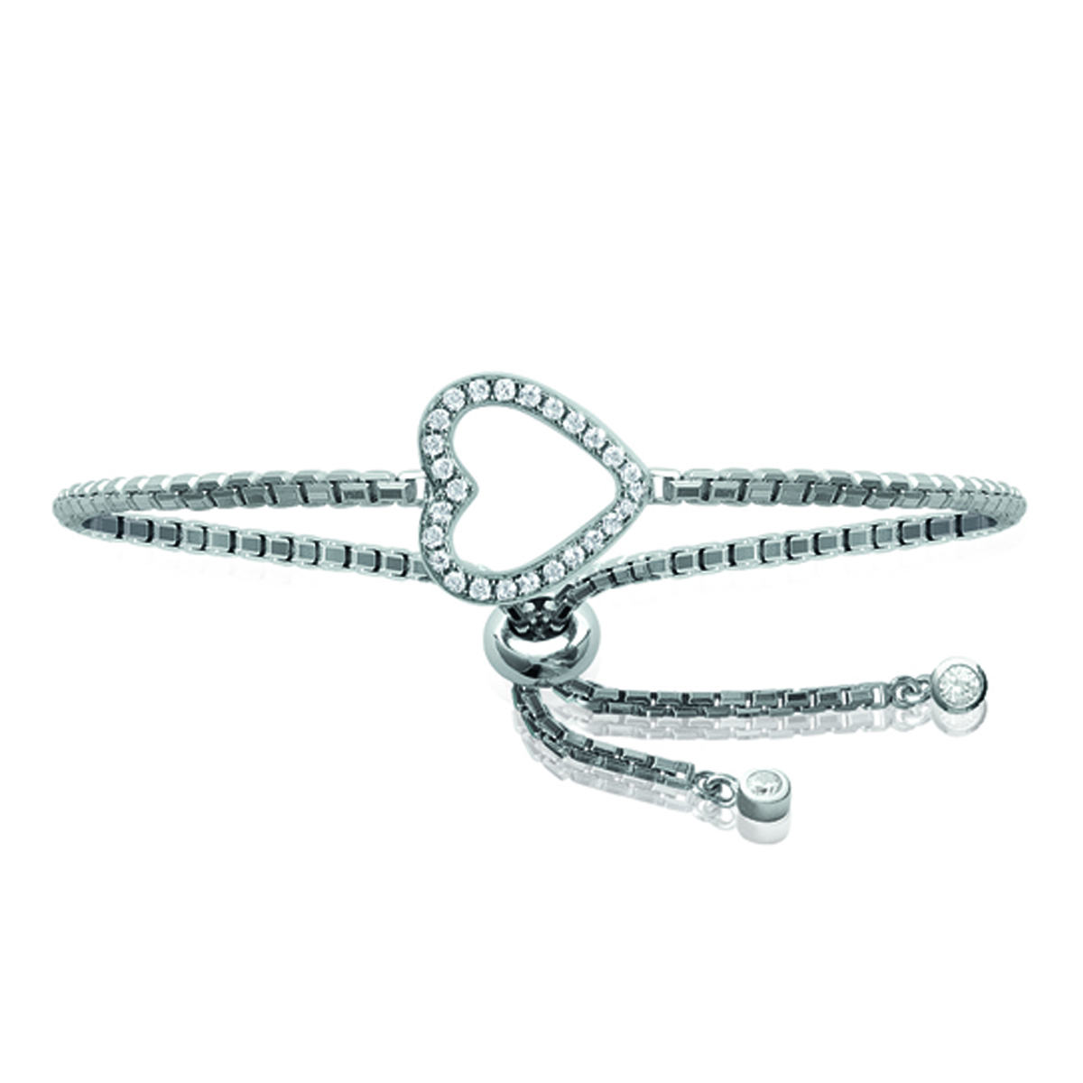 Bracelet Argent \'Love\' blanc argenté (rhodié) - 11x10 mm - [M9987]