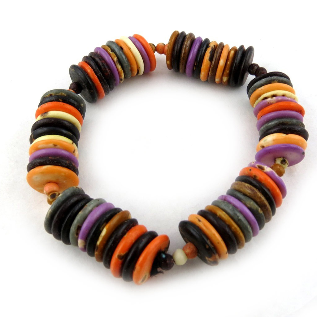 Bracelet fantaisie \'Kilimanjaro\' violet orange marron - [N0227]