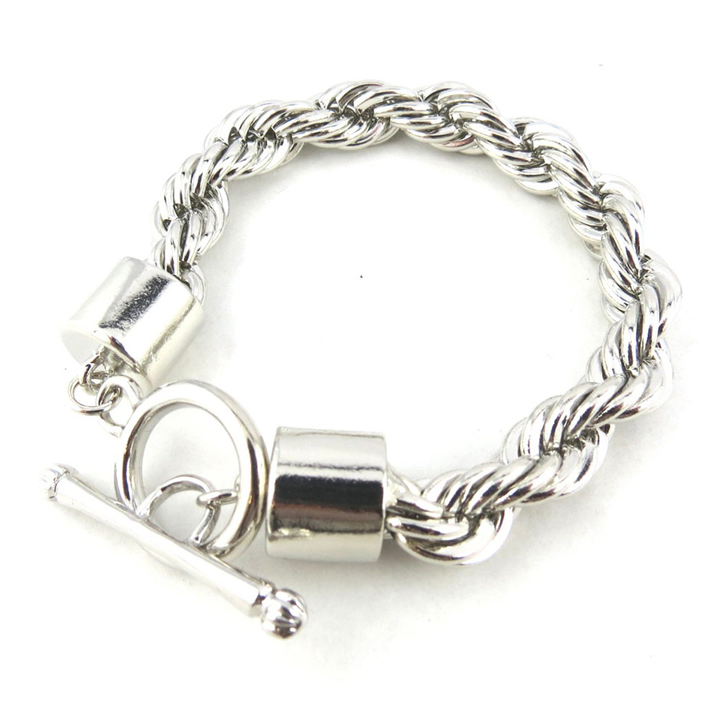 Bracelet créateur \'Corde\' argenté - [N0288]