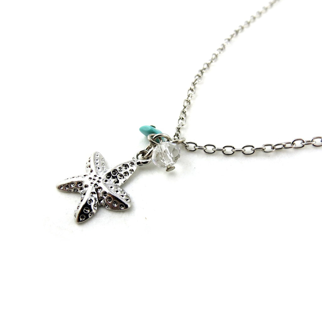 Collier créateur \'Monde Marin\' argenté (étoile des mers) - [N0296]