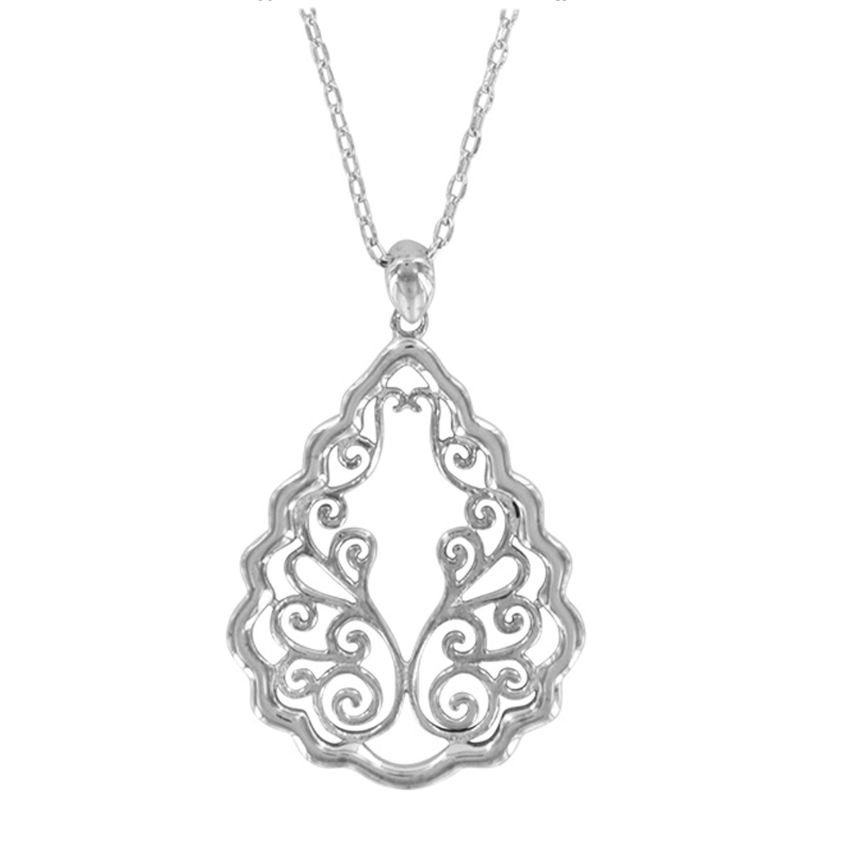 Collier Argent \'Carmen\' argenté - 25x20 mm (lotus) - [P0242]