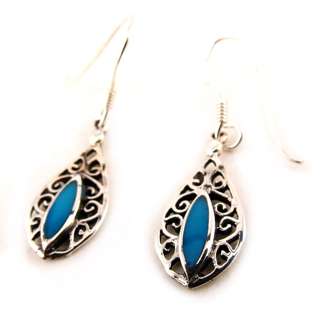 Boucles Argent \'Navajos\' turquoise - [N0655]