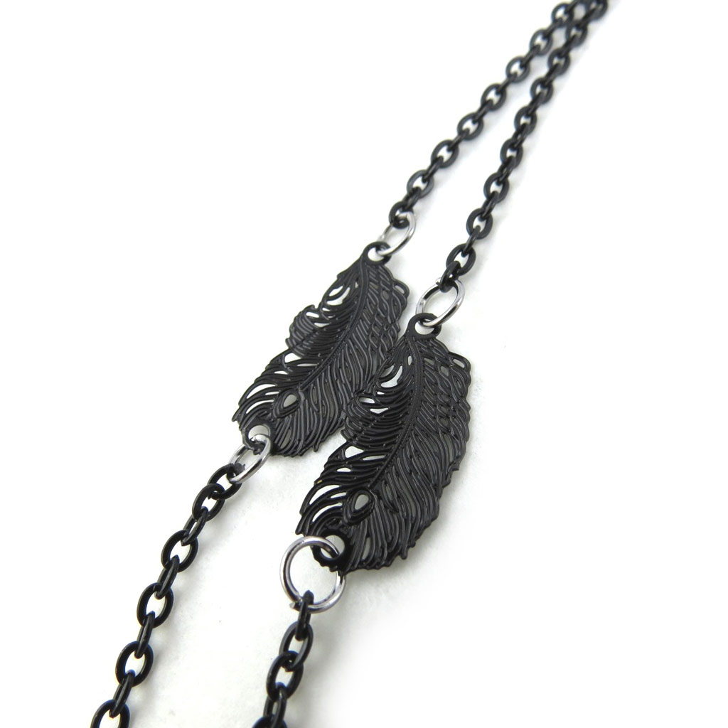 Collier créateur \'Carmen\' noir (plumes) - [N0718]