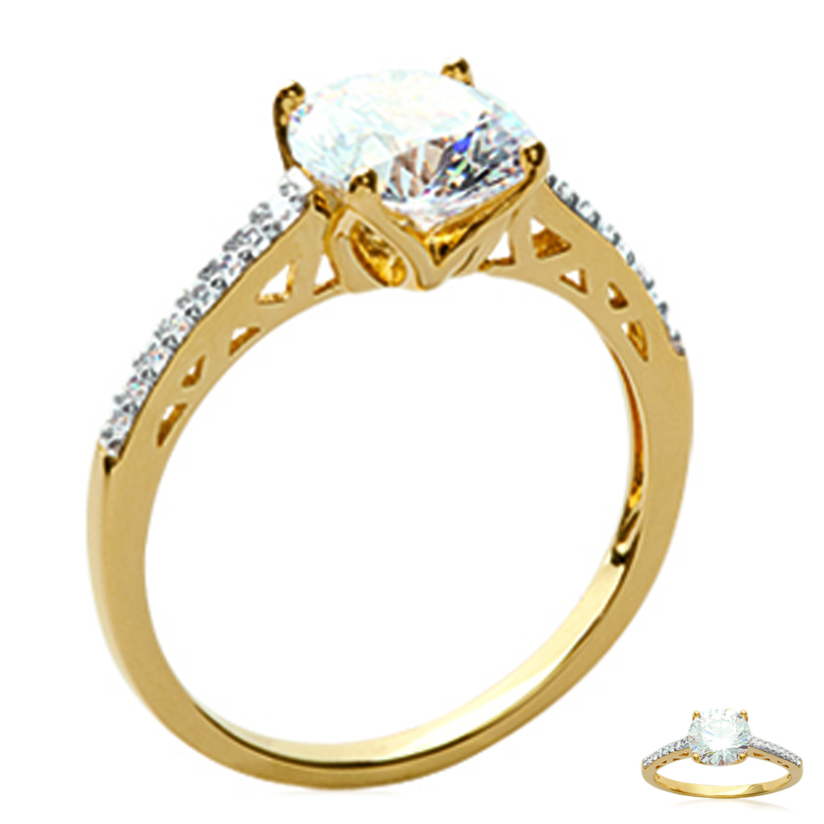Bague Plaqué Or \'Unique\' blanc doré - 9 mm - [L0727]