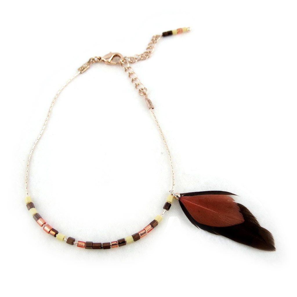 Bracelet \'Navajos\' marron doré - [N0742]