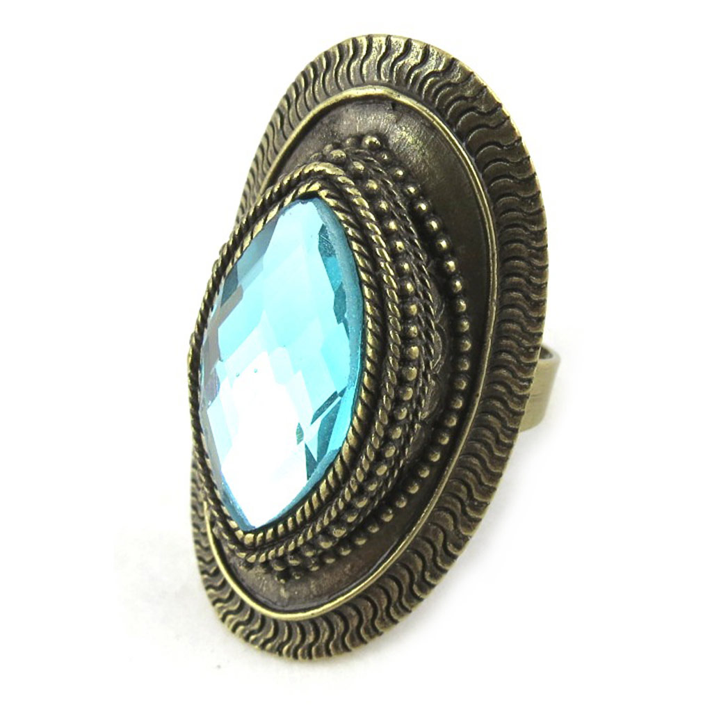 Bague Créateur \'Cunégonde\' turquoise doré - [N1039]