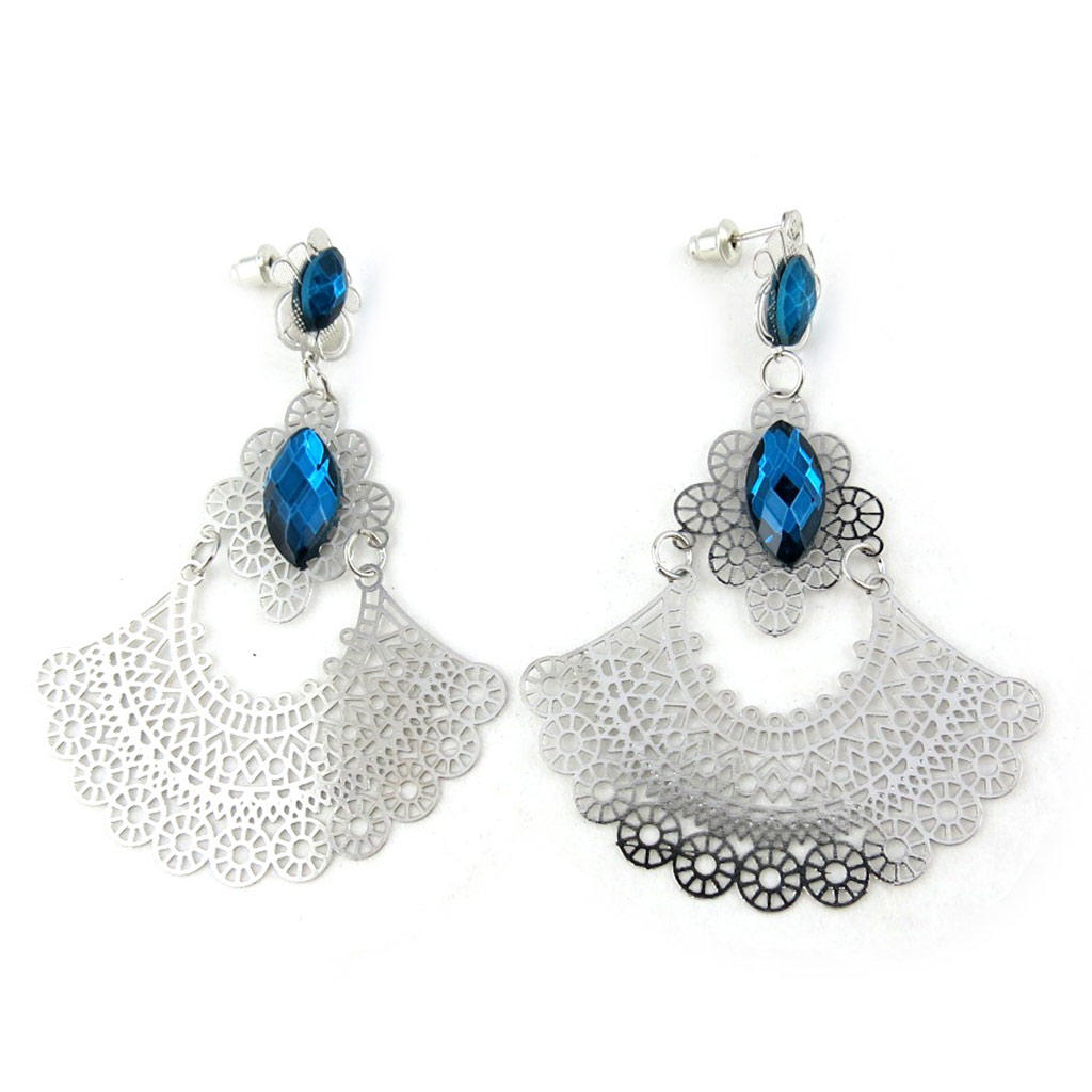 Boucles \'Carmen\' bleu argenté - [N1041]