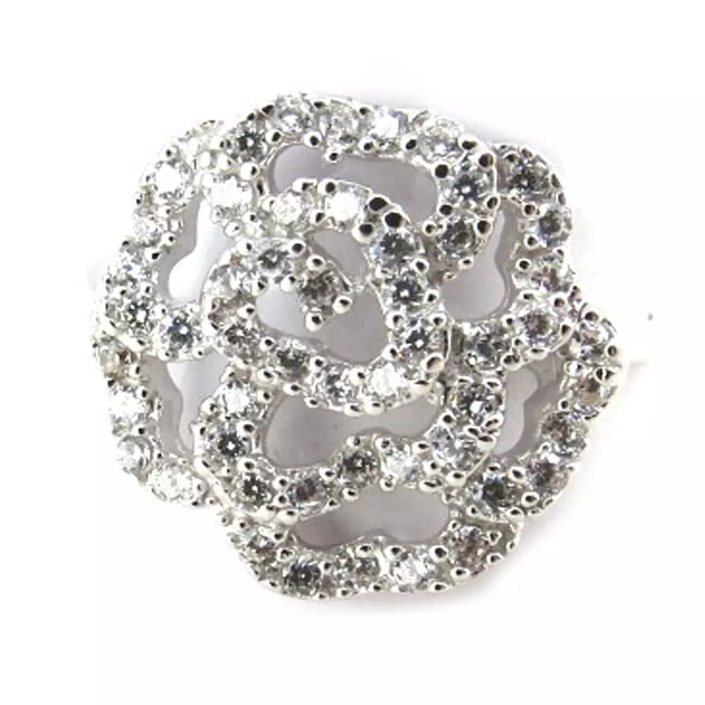 les trésors de lily Bague Argent 'Rosa Romantica' blanc [N1055]