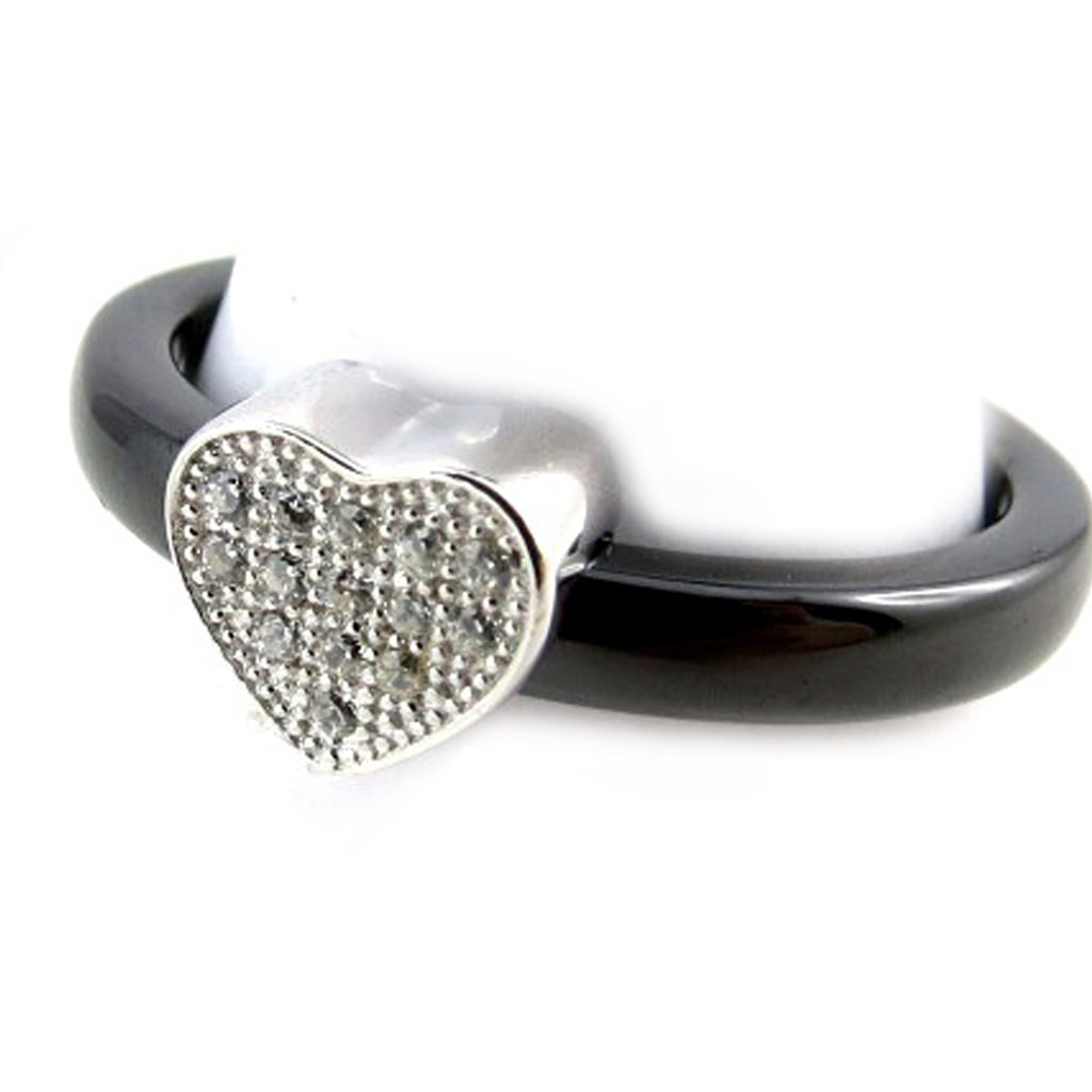 Bague argent \'Love\' noir (céramique) - [N1061]