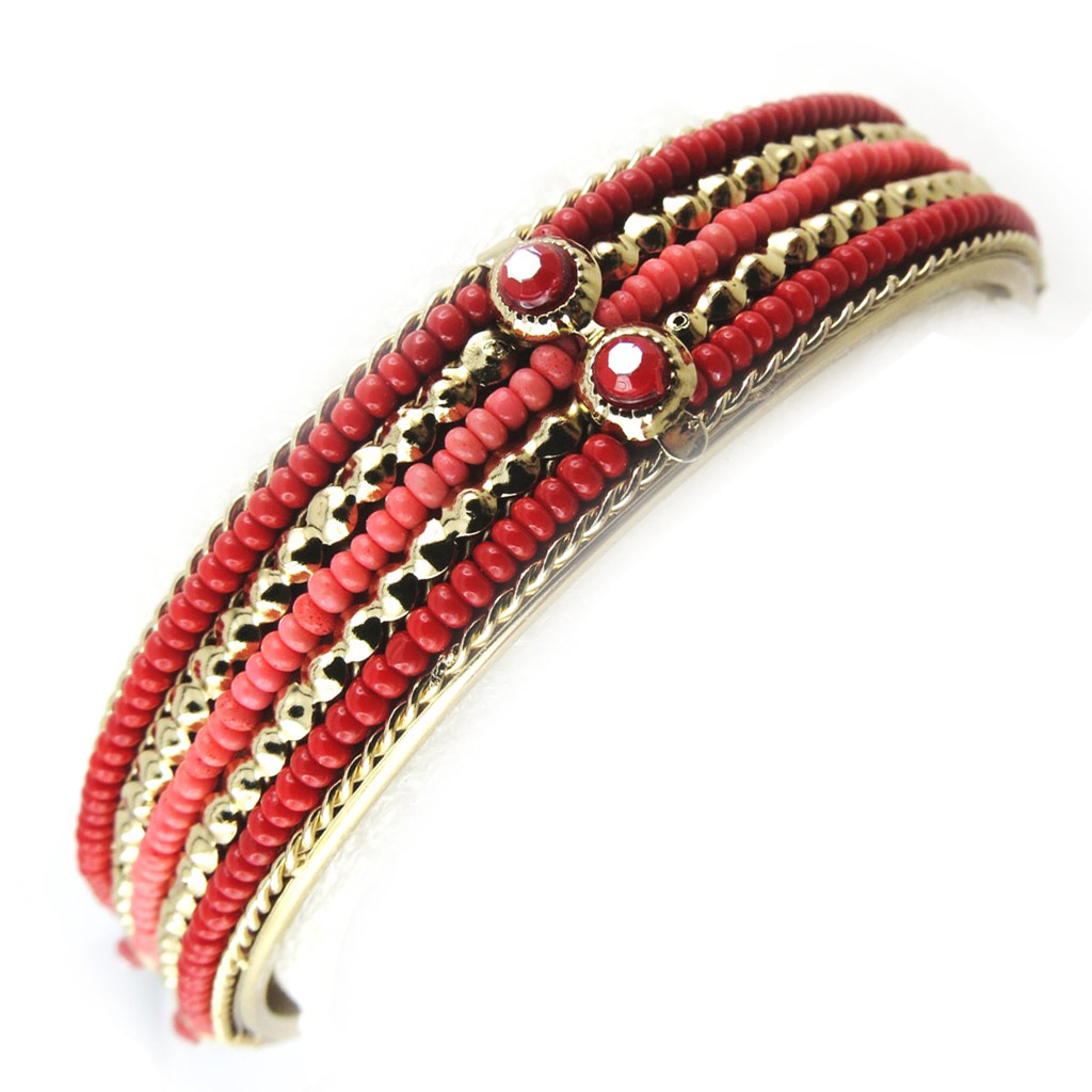 Bracelet créateur \'Altaï\' rouge rose - [N1175]