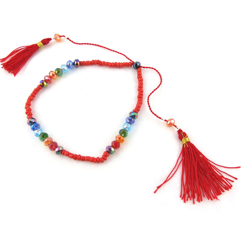 Bracelet ethnique \'Altaï\' rouge multicolore - [N1189]