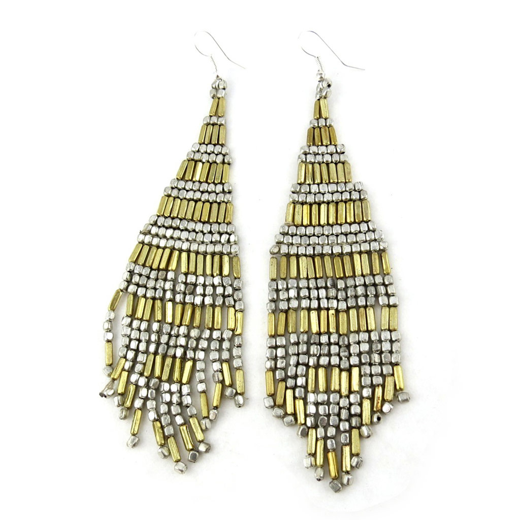 Boucles Créateur \'Kilimanjaro\' doré argenté - [N1193]