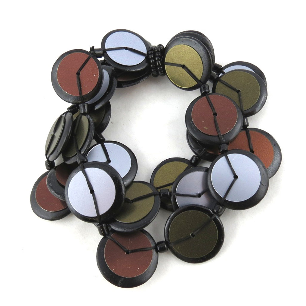 Bracelet fantaisie \'Kilimanjaro\' vert gris marron - [N1213]
