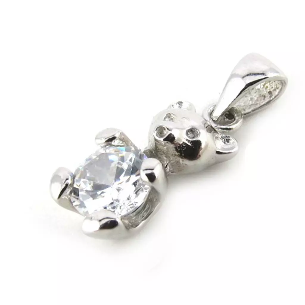 les trésors de lily Pendentif Argent 'Teddy' blanc argenté [N1380]
