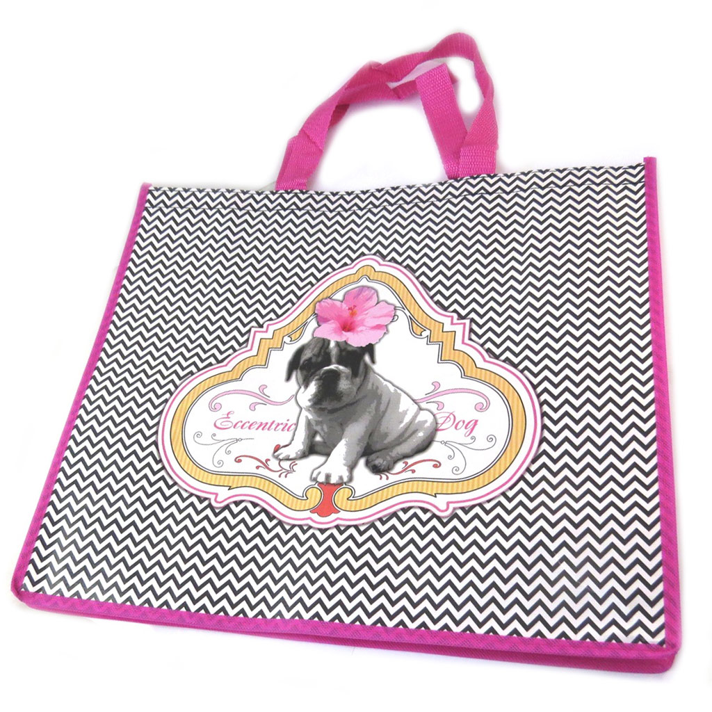 Sac Shopping design \'Un amour d\'Animaux\' chien rose - 46x40x19 cm - [P1116]