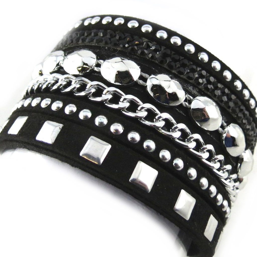 Bracelet Créateur \'Scarlett\' noir argenté - [N1609]