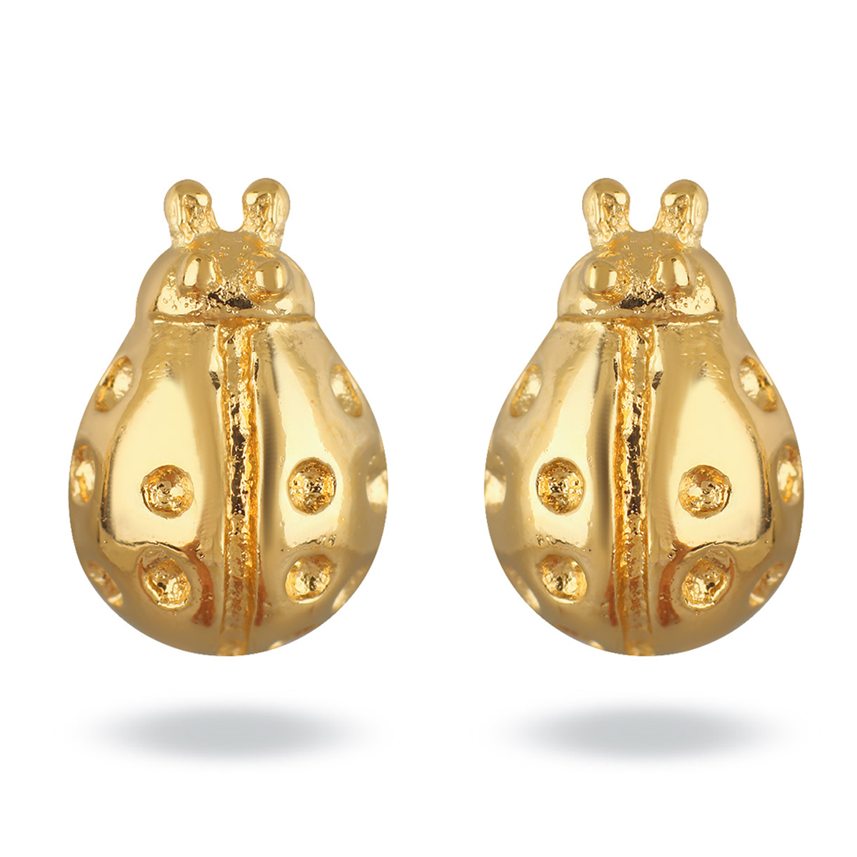 Boucles Plaqué Or \'Coccinelles\' doré - 10x7 mm - [N1702]