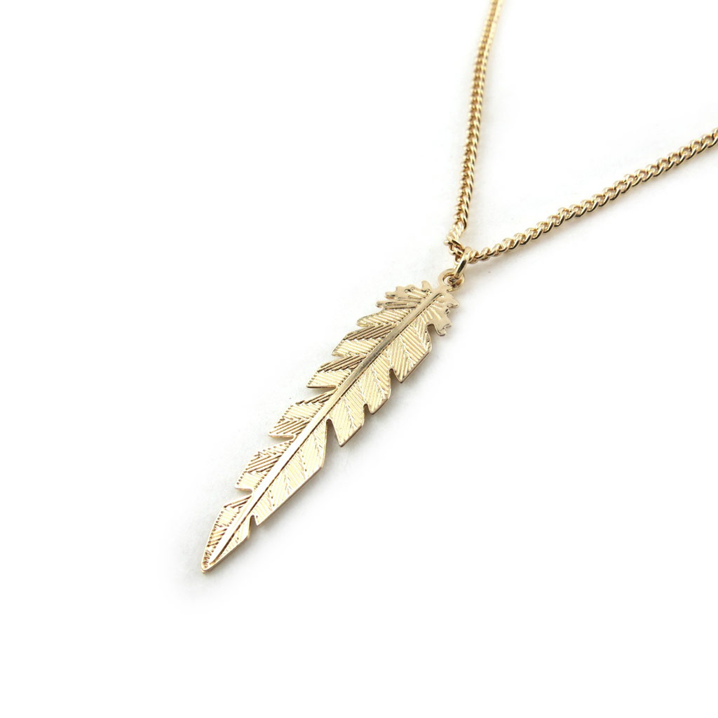 Collier Créateur \'Navajos\' doré (plume) - [N1775]