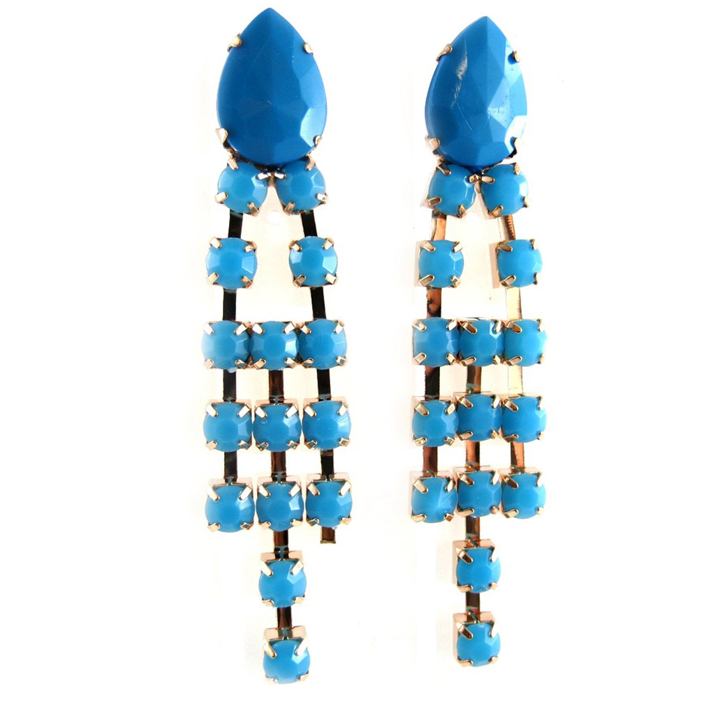 Boucles créateur \'Sissi\' turquoise - [L1887]