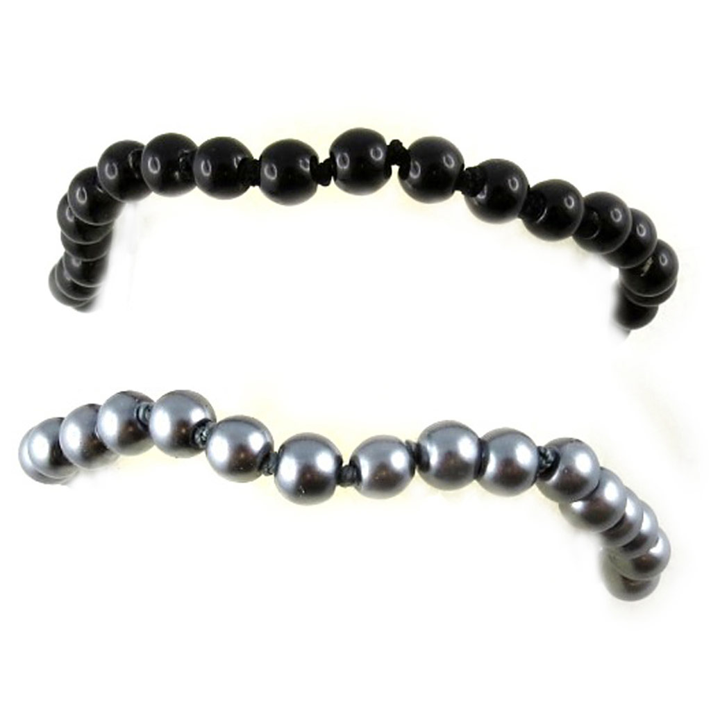 2 bracelets \'Perla\' noir gris (6 mm) - [L2667]