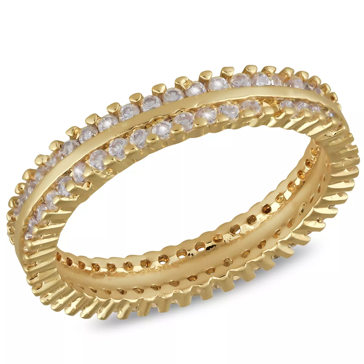 les trésors de lily Alliance Plaqué Or 'Pour la Vie' Blanc doré 4 mm [P2213]