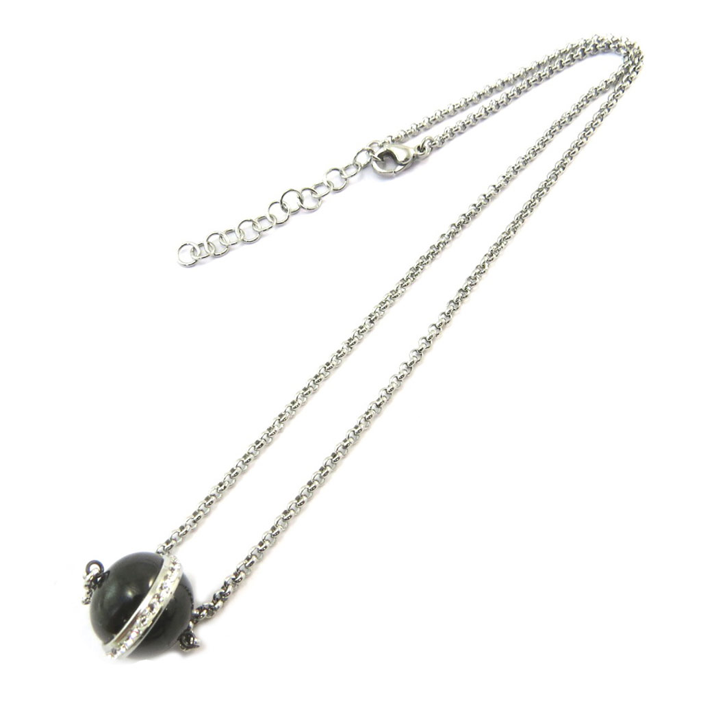 Collier créateur \'Sissi\' noir acier céramique - [P2556]