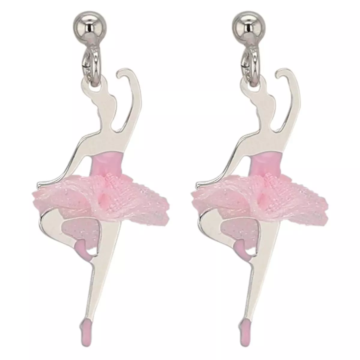 les trésors de lily Boucles Argent 'Ballerines' rose argenté (rhodié) [P3269]