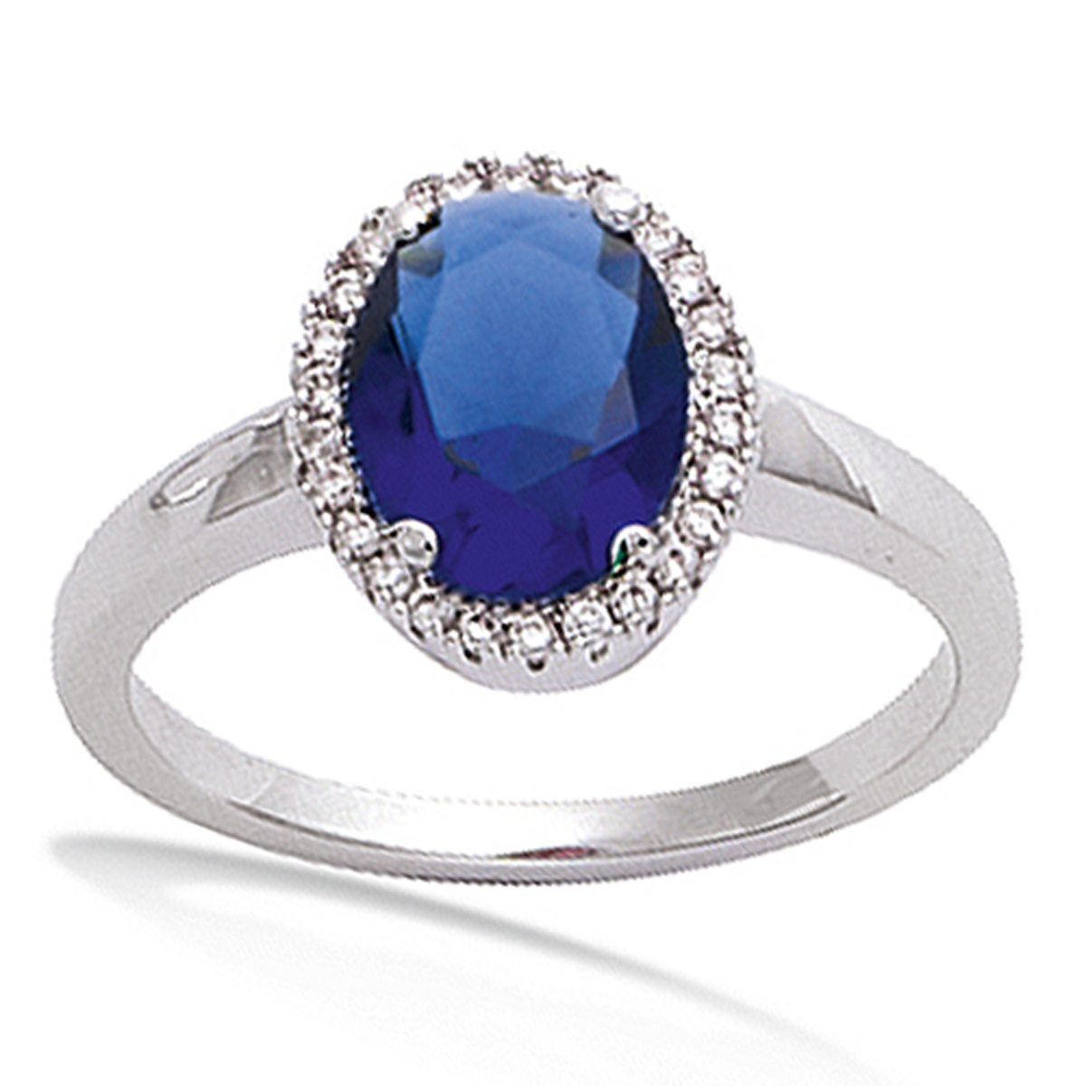 Bague Argent \'Victorina\' bleu blanc argenté (rhodié) - 12x10 mm - [N5424]