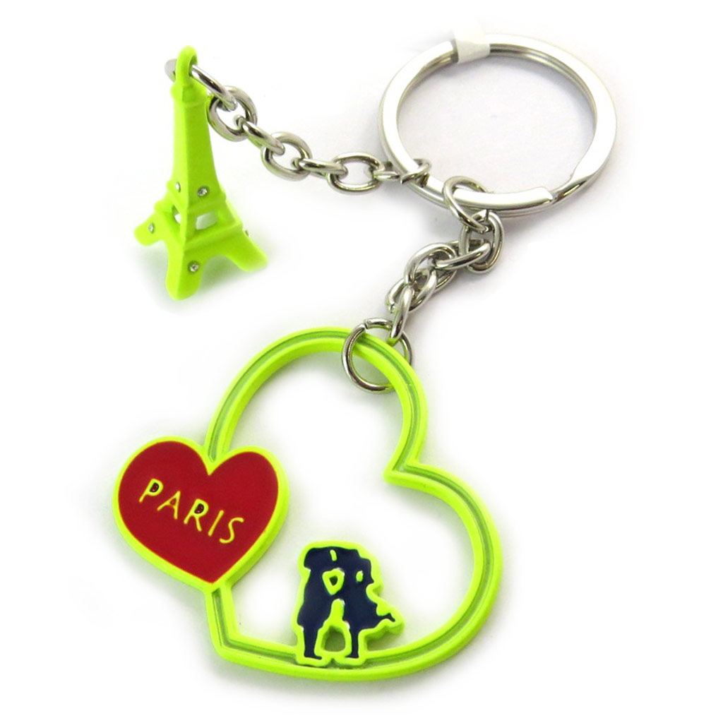 Porte-Clés \'Paris\' jaune fluo  - [N5656]