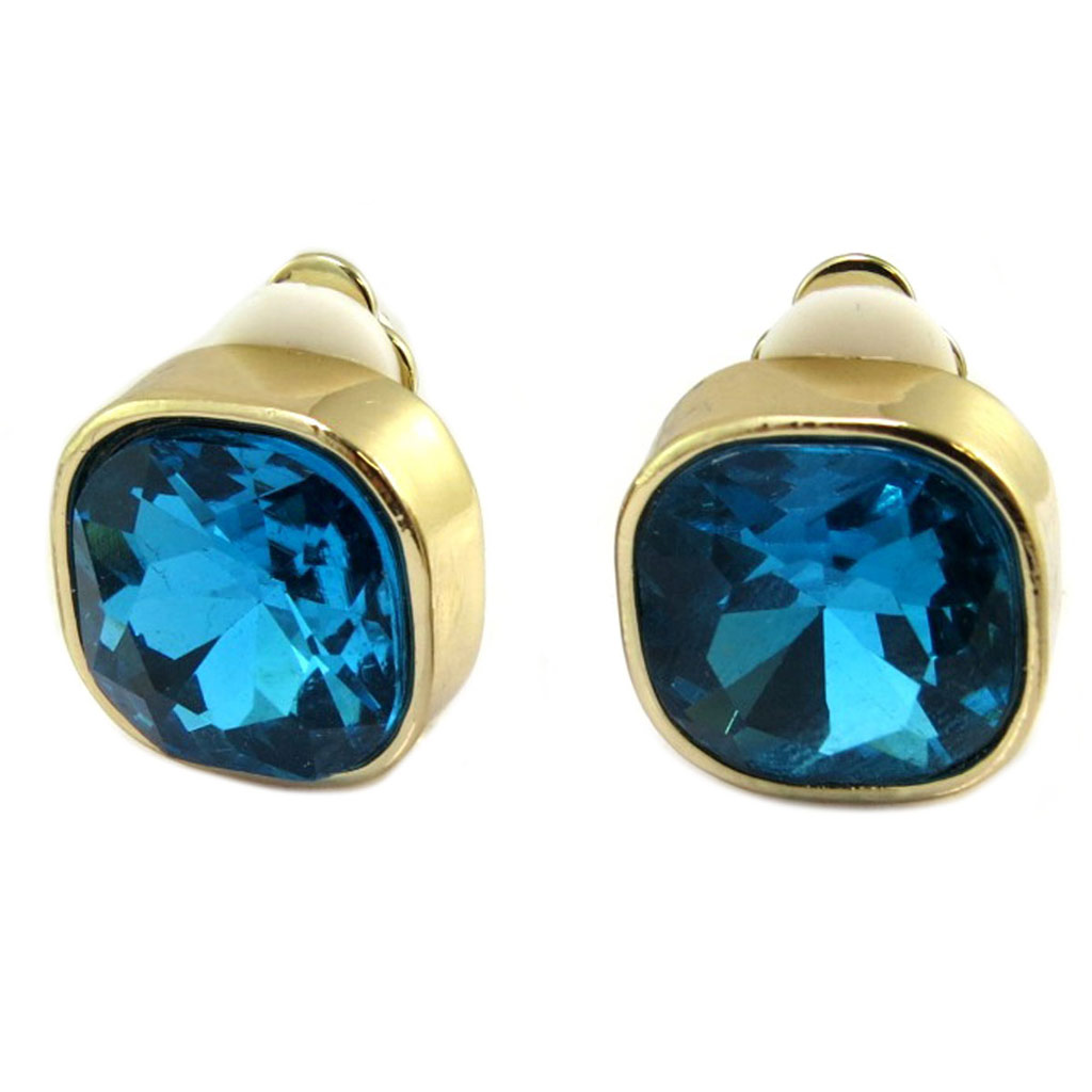 Clips Créateur \'Sissi\' bleu doré -  14x14 mm - [P4987]