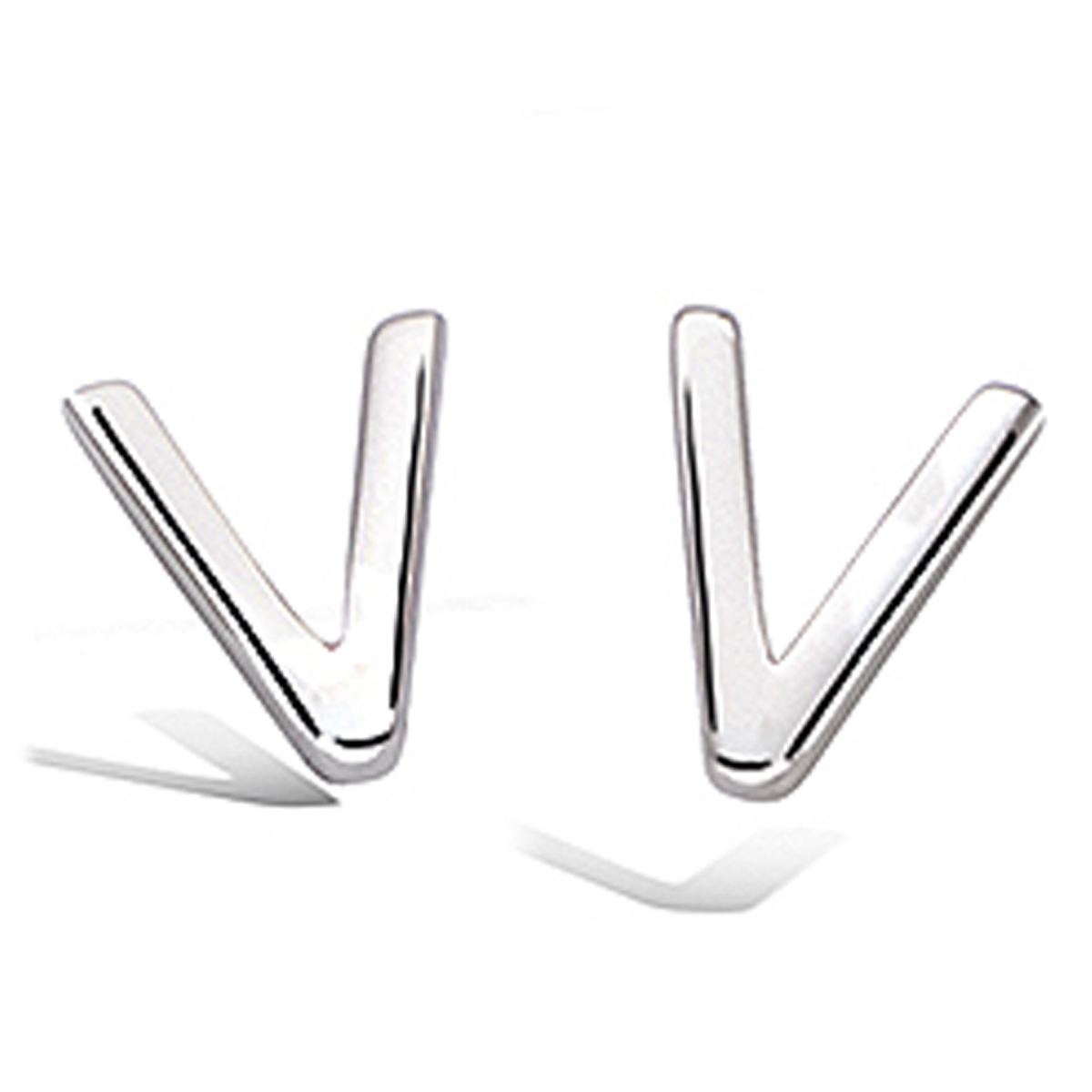 Boucles Argent \'V comme Victoire\' argenté (rhodié) - 7x5 mm - [P5021]