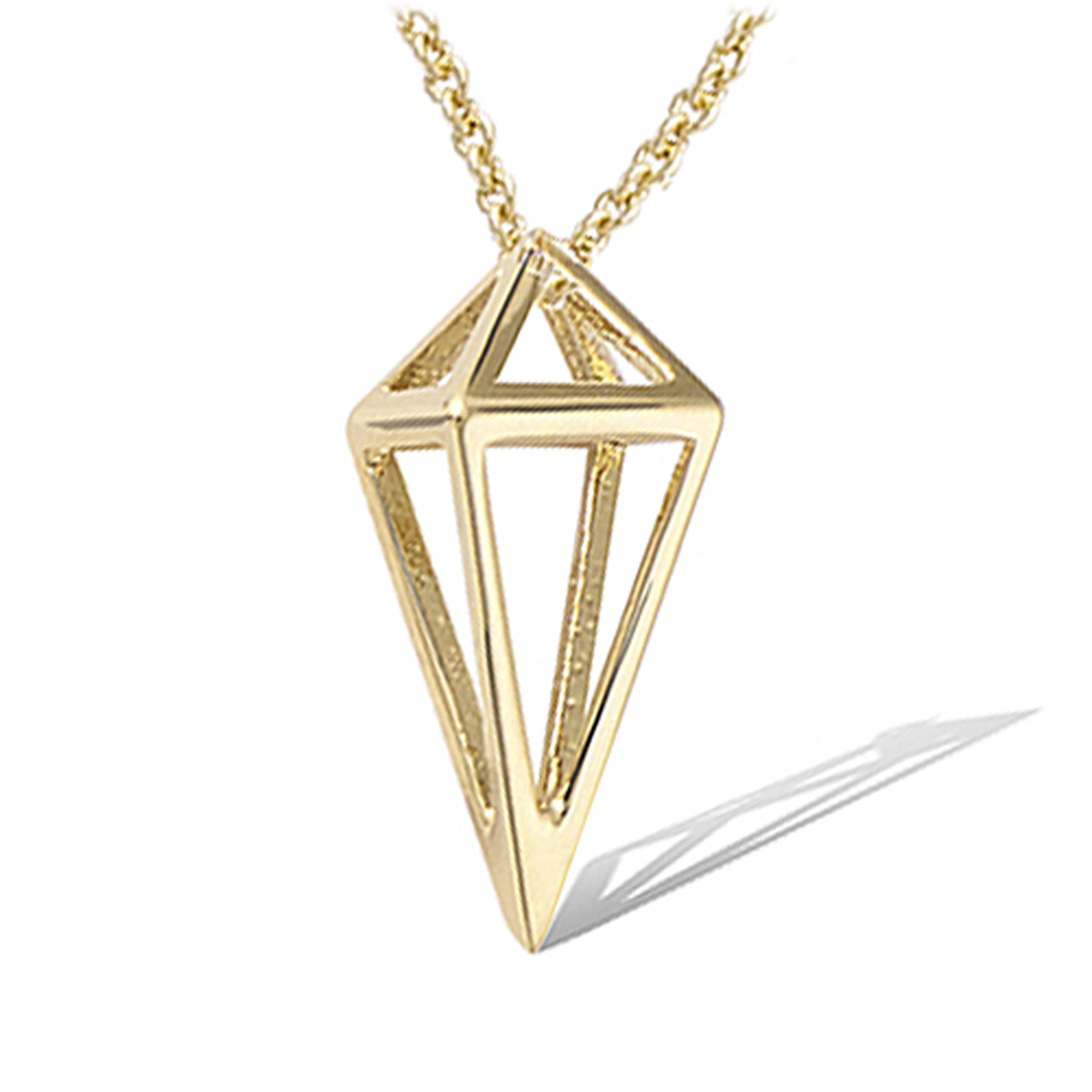 Pendentif Plaqué Or \'Origami\' doré (diamant) - 18x8 mm - [P5047]